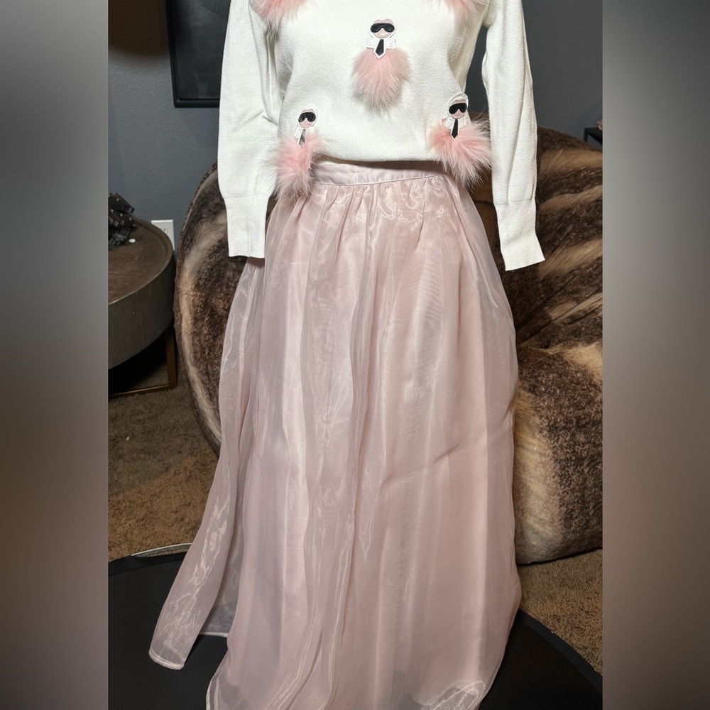 LC Lauren Conrad Runway Blush Tulle Midi Skirt 12 NWT Romantic